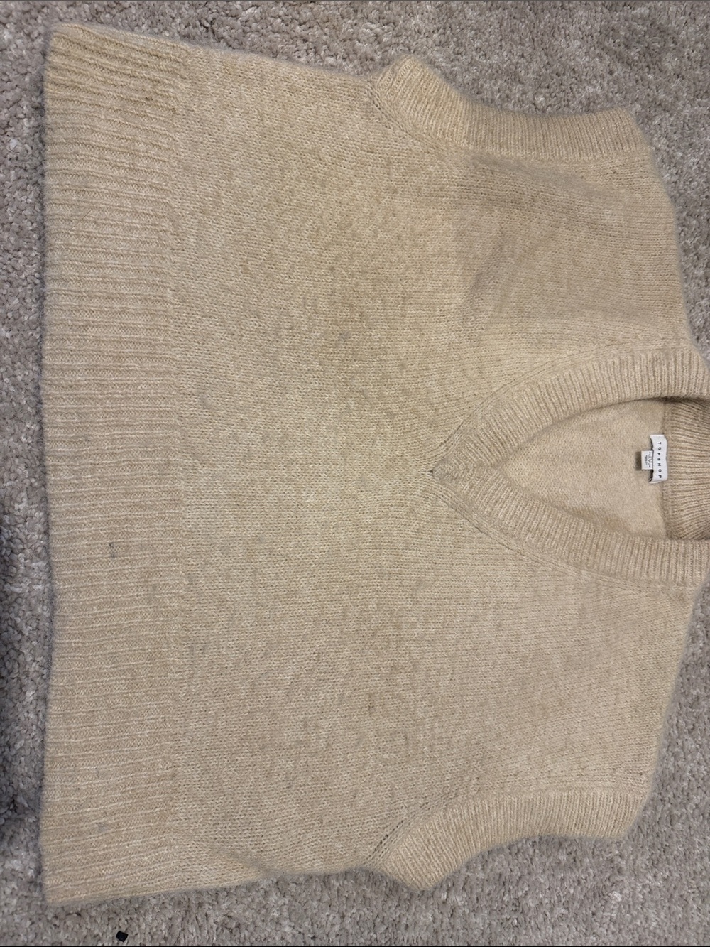 Topshop Neutral Beige V-Neck Sweater Vest